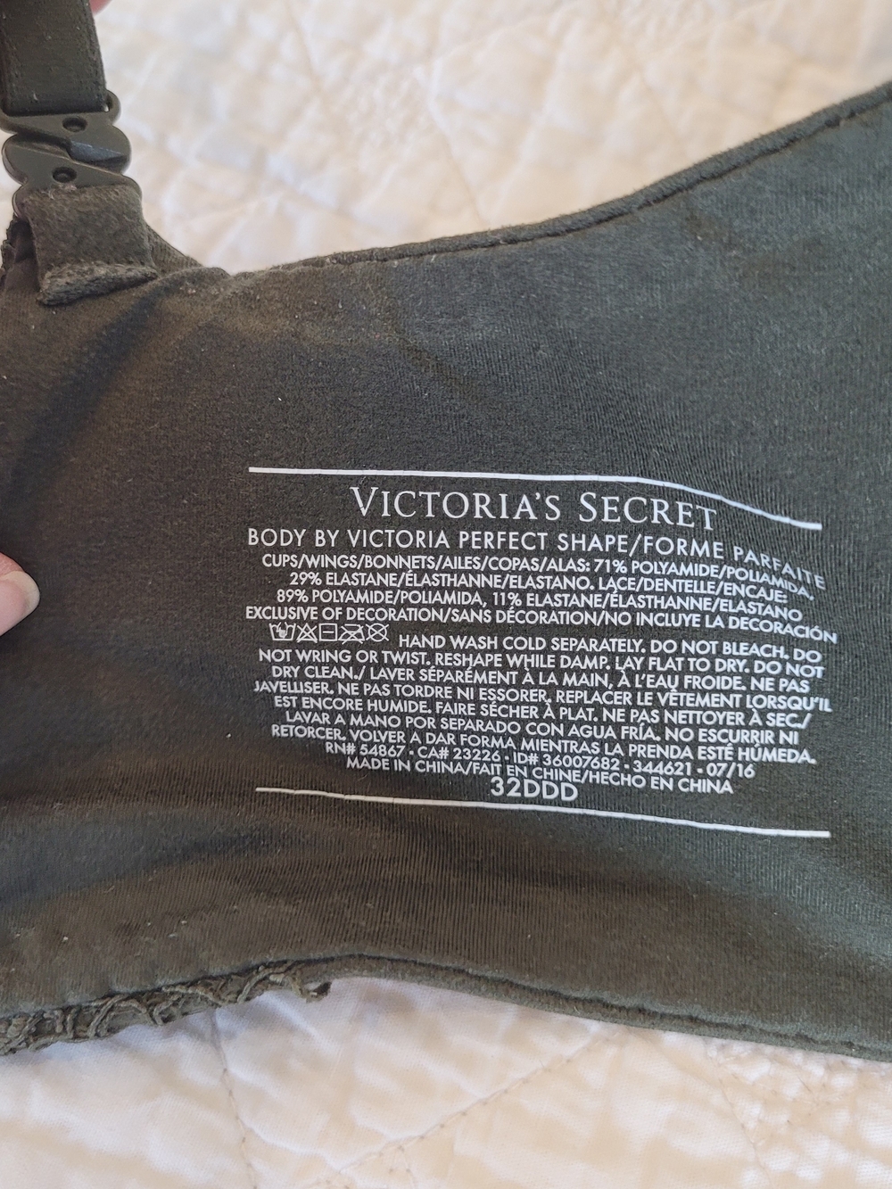 Body By Victoria Perfect Shape Olive Sage Green Lace-Trim Padded Cups 32DDD - Picture 4 of 8